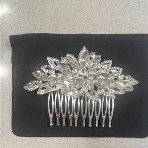 Elegant Silver Hair Comb with Crystal Accents